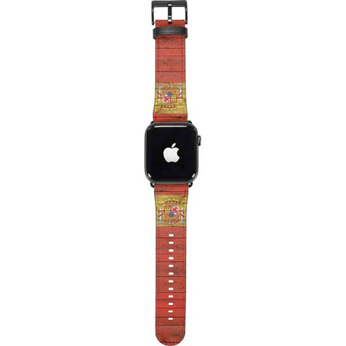 Spain Flag Dark Wood Apple Watch Band 38-40mm